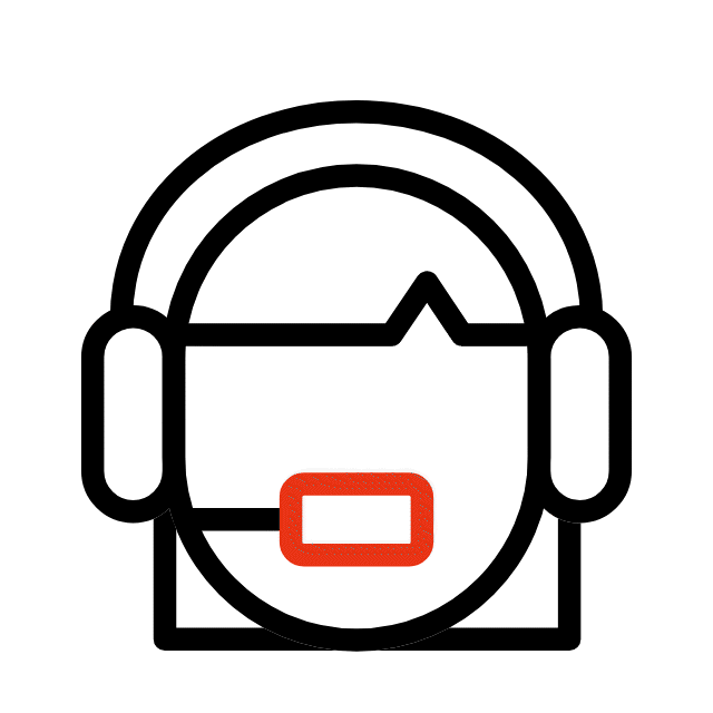 Animiertes Bild eines weiblichen Kopfs mit einem Headset zur Symbolisierung des Supports.